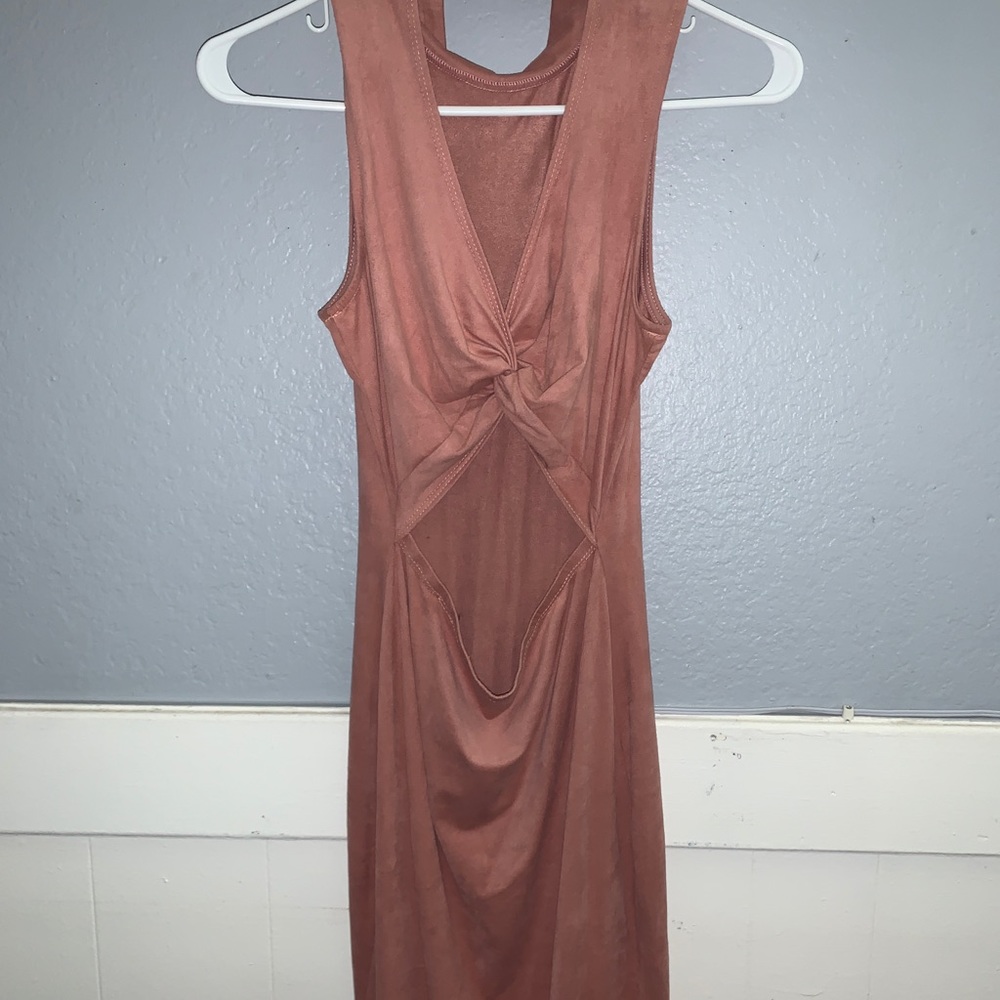 Midi pink suade dress